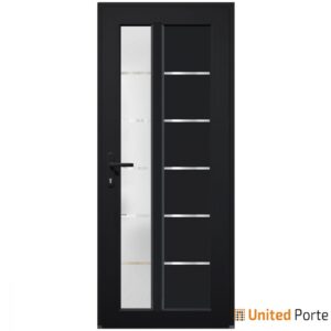 Front Exterior Prehung FiberGlass Door Frosted Glass / Manux 8088 Matte Black / Office Commercial and Residential Doors Entrance Patio Garage-W30" x H80"-Right-hand Inswing