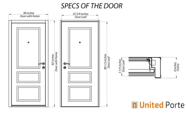 Front Exterior Prehung Steel Door / Deux 0729 Gray Graphite / Stainless Inserts Single Modern Painted-W36" x H80"-Right-hand Inswing - Image 5