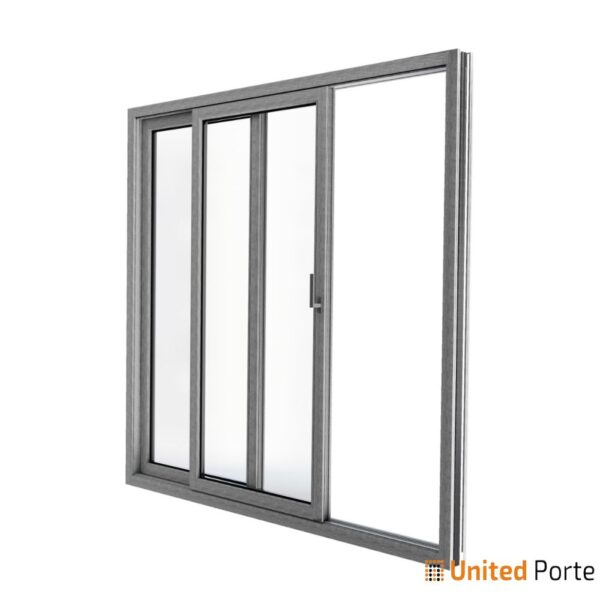 Patio Exterior Metal-Plastic Sliding Doors / Patio 8166 Grey Ash 64" x 80" Right active door / Tempered Clear Glass Bypass Door